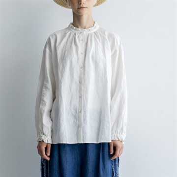 【ista-ire】ネックギャザー 前開き 長袖ブラウス