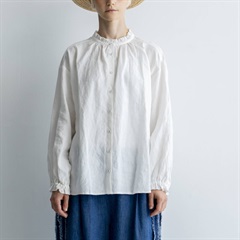 【ista-ire】ネックギャザー 前開き 長袖ブラウス