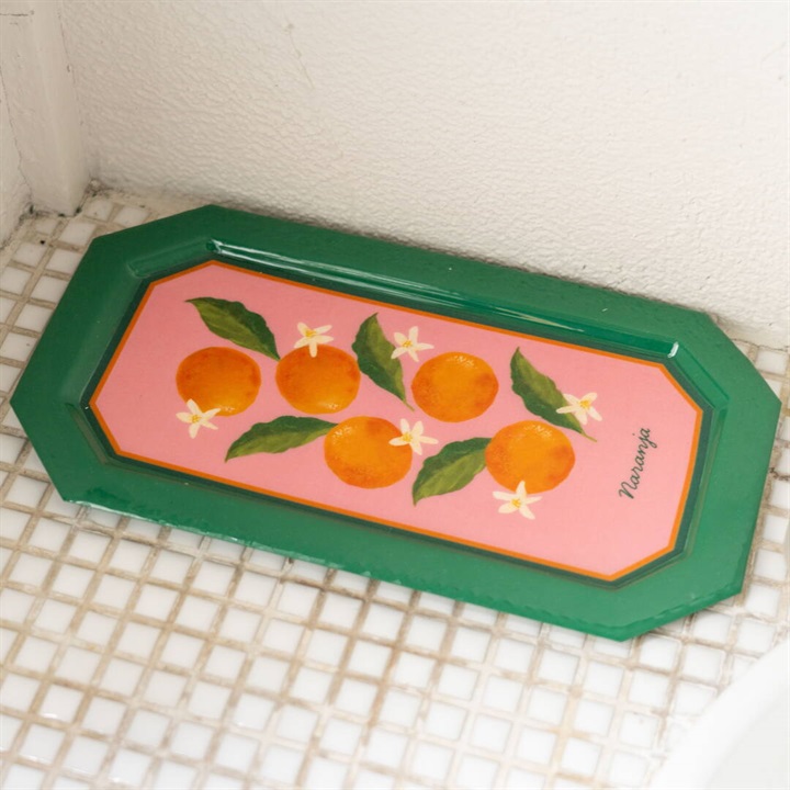 アイアン レクタングルトレイ(オレンジ)