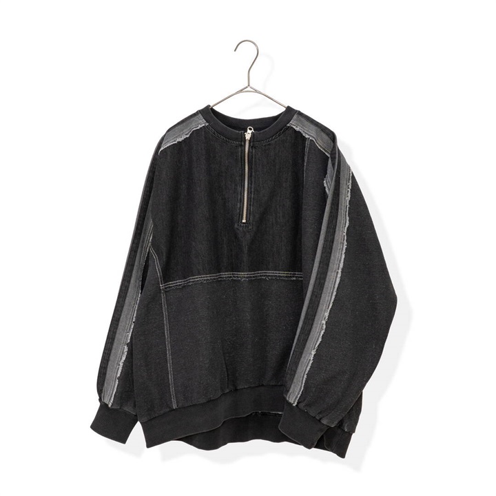【iriey】裏毛 デニムライン 長袖スウェット