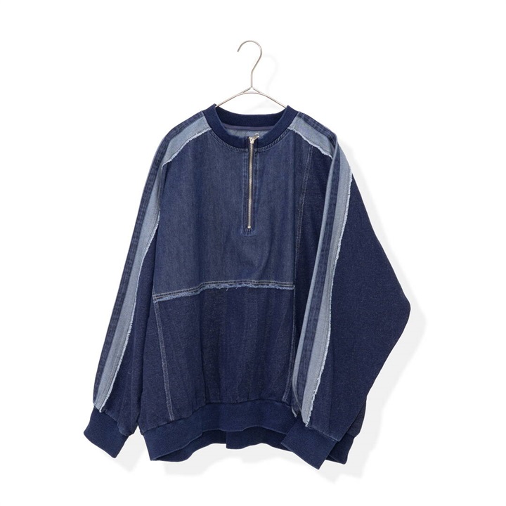 【iriey】裏毛 デニムライン 長袖スウェット
