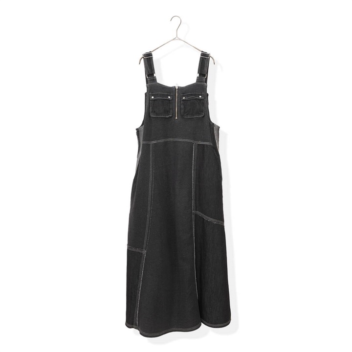 【iriey】裏毛 デニムライン ジャンスカ