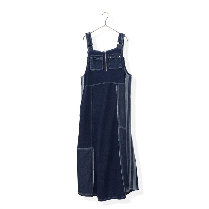 【iriey】裏毛 デニムライン ジャンスカ