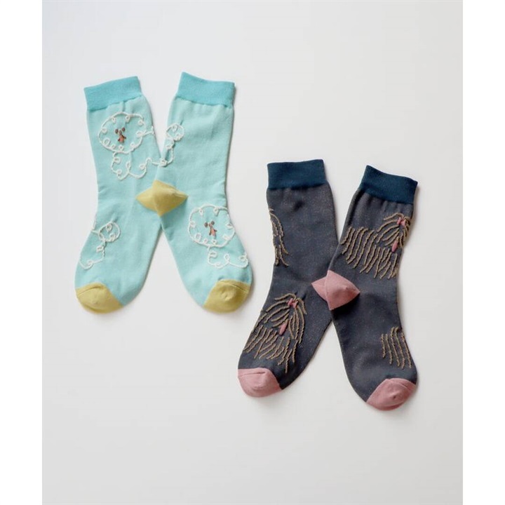 【KIVISDOU】ドローイングドッグ クルーソックス2P