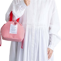 【Chepeli】保冷 巾着 ランチバッグ(15 check/red)