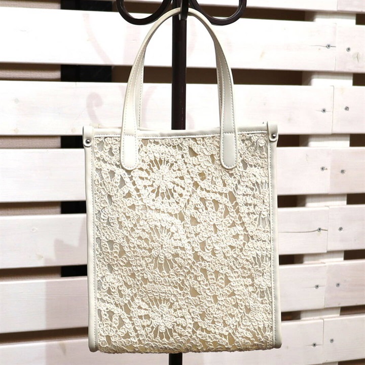 【cooco】lizzy メッシュコンビ クロシェ編み ミニトートバッグ