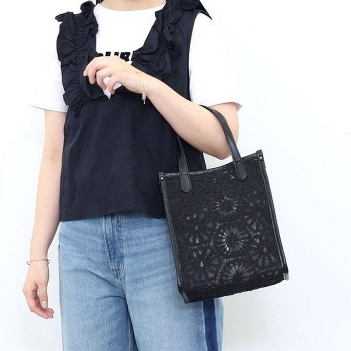 【cooco】lizzy メッシュコンビ クロシェ編み ミニトートバッグ