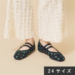 【Casselini】フラワーシースルー バレエシューズ(シルバー(23cm))