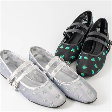 【Casselini】フラワーシースルー バレエシューズ