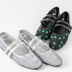 【Casselini】フラワーシースルー バレエシューズ