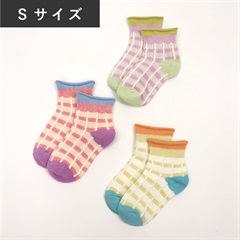 【stample】ふっくらチェックショートソックス3P(S)