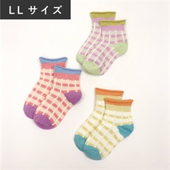 【stample】ふっくらチェックショートソックス3P(LL)
