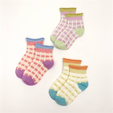 【stample】ふっくらチェックショートソックス3P