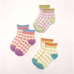 【stample】ふっくらチェックショートソックス3P