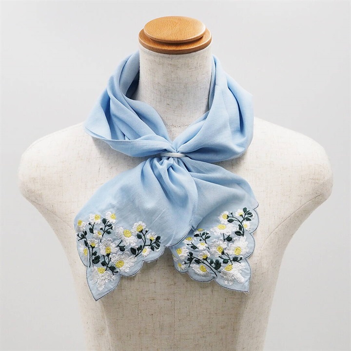 【Lune jumelle】クリアポーチ付き 刺繍スカーフ