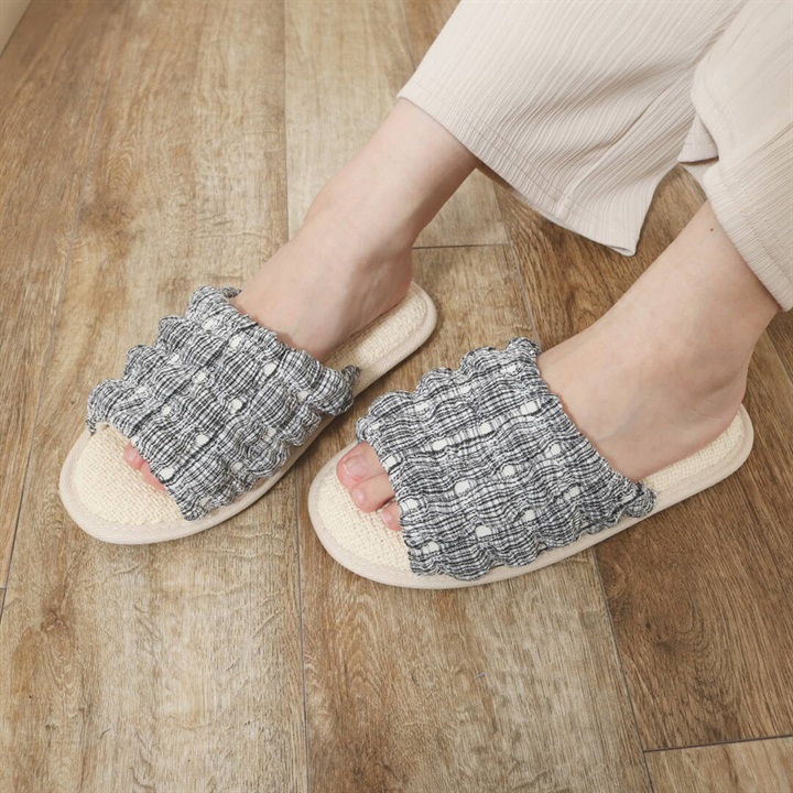 ポップコーン ルームシューズ チェック柄