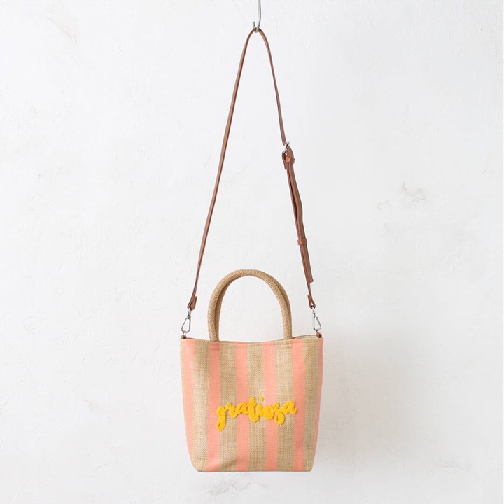 【aristella】雑材 サガラ刺繍 ストライプ 2WAY ショルダーバッグ