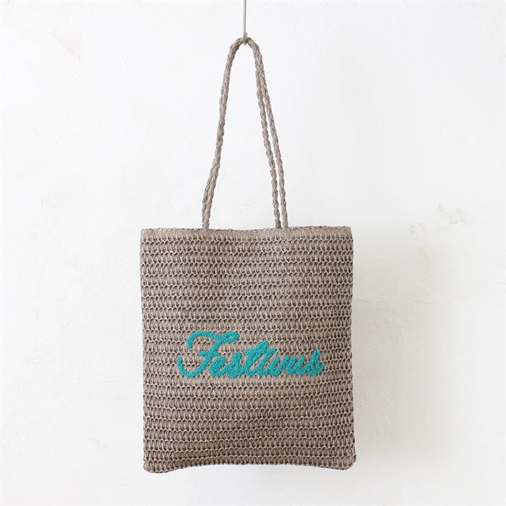 【aristella】雑材 サガラ刺繍 フラット トートバッグ