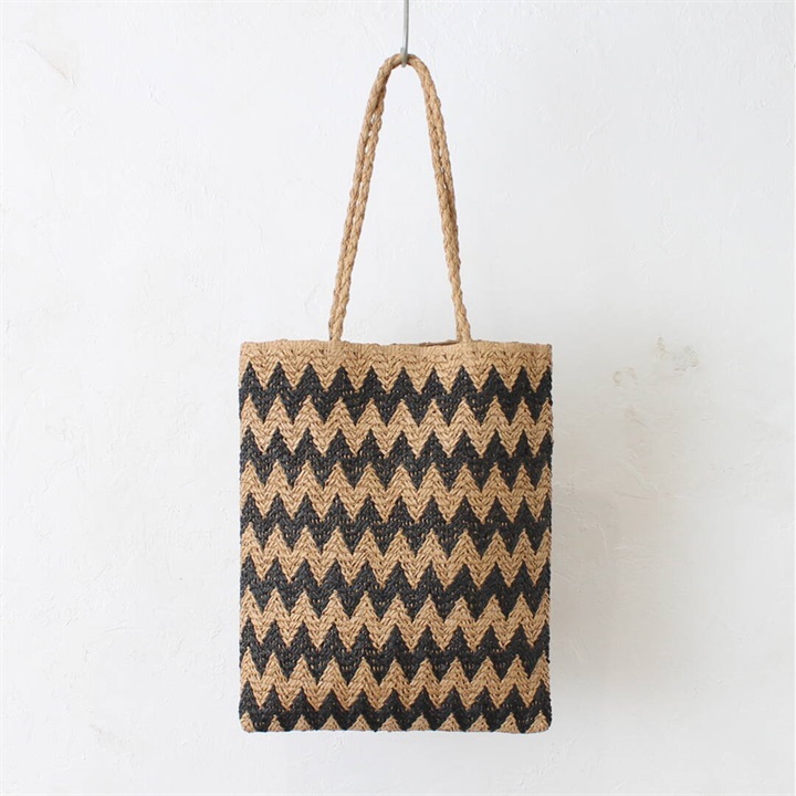 【aristella】雑材 ギザギザ フラット トートバッグ