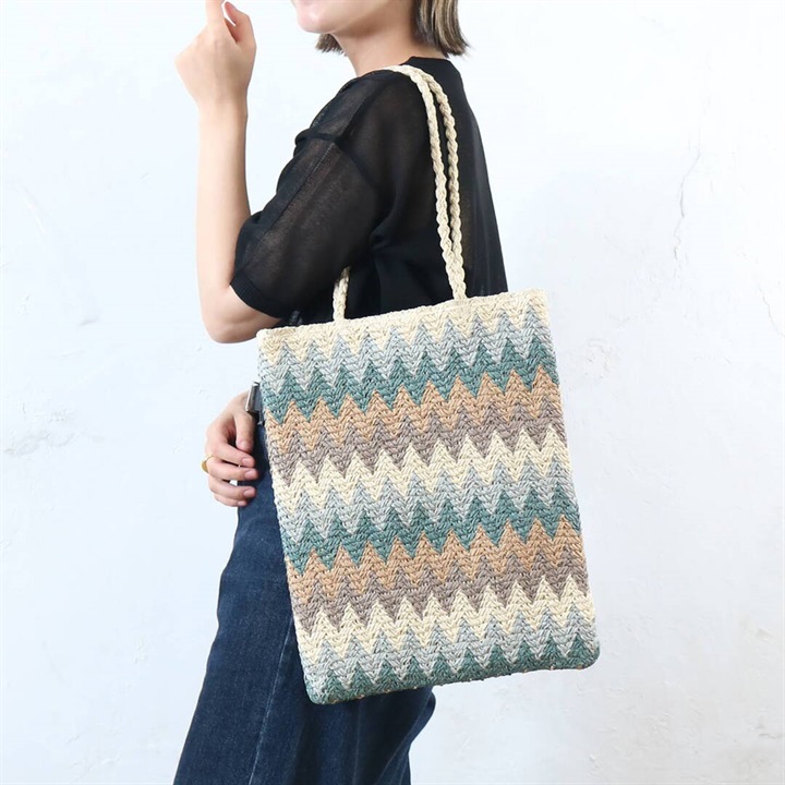 【aristella】雑材 ギザギザ フラット トートバッグ