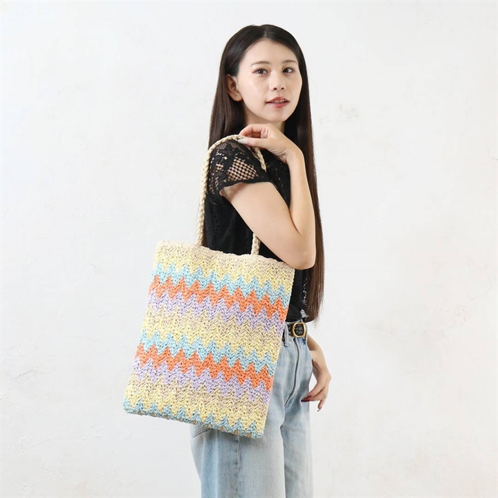 【aristella】雑材 ギザギザ フラット トートバッグ