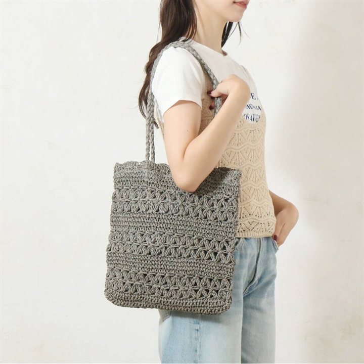 【aristella】雑材 フラワーデザイン フラット トートバッグ