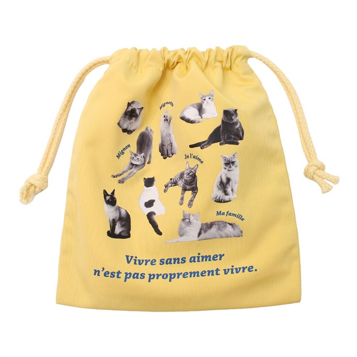 モノクローム ペット 巾着ポーチ(YL)