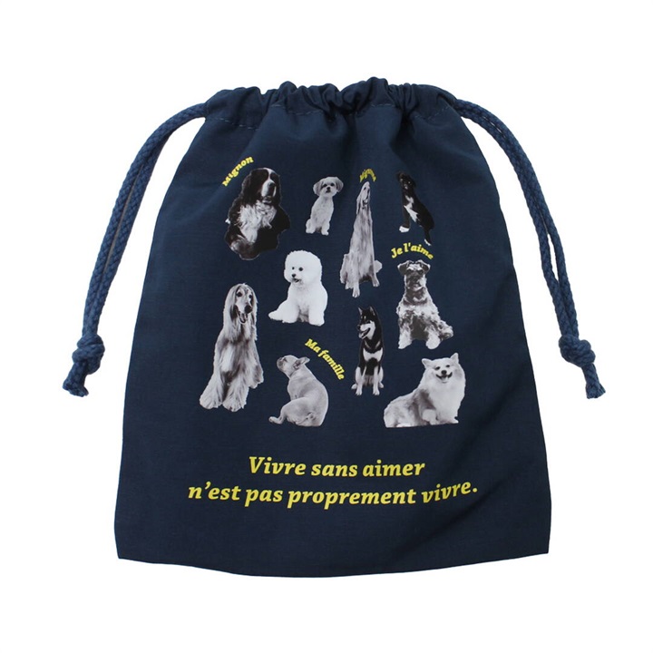 モノクローム ペット 巾着ポーチ(NV)