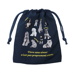 モノクローム ペット 巾着ポーチ(NV)