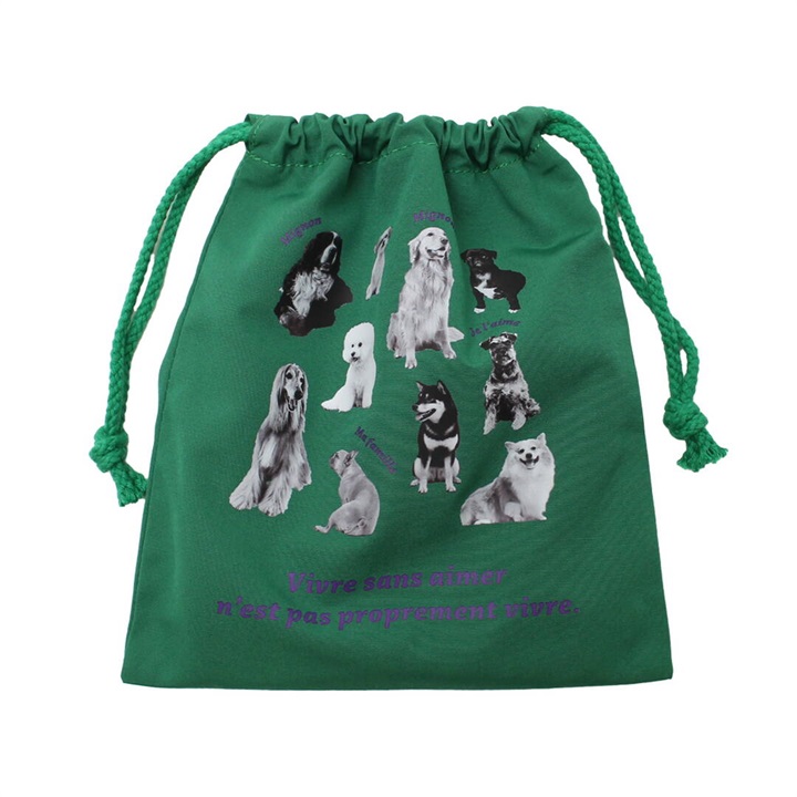 モノクローム ペット 巾着ポーチ(GR)