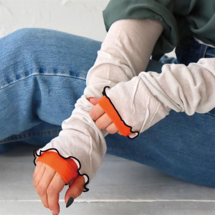 【KIVISDOU】チューリップフリル UVアームカバー(16 ライトグレー)