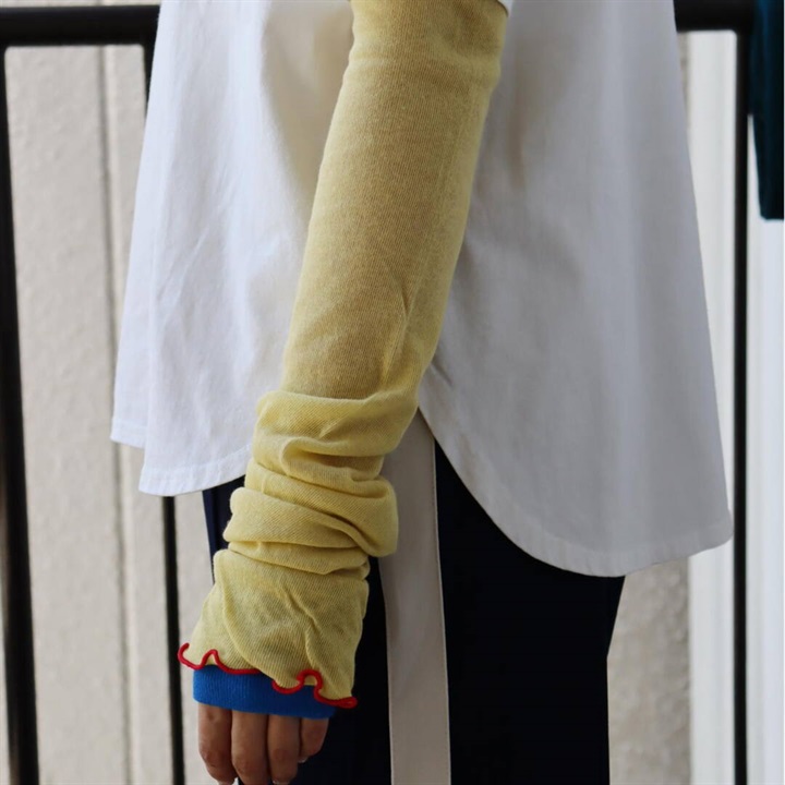 【KIVISDOU】チューリップフリル UVアームカバー(37 マスタード)