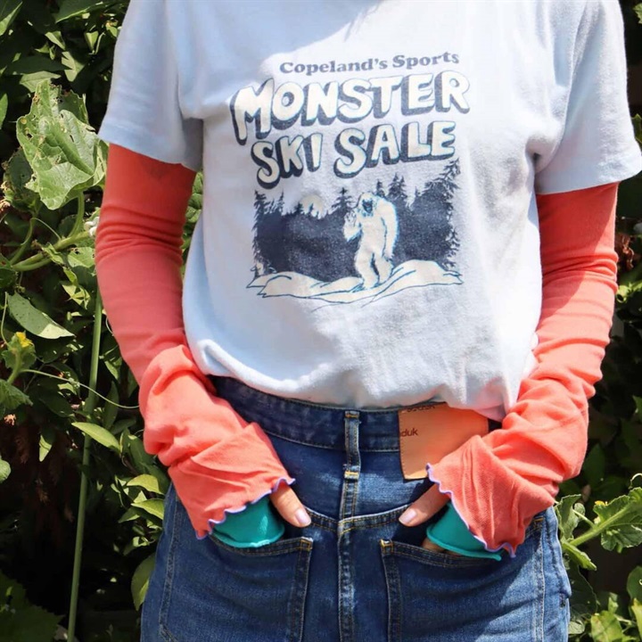 【KIVISDOU】チューリップフリル UVアームカバー(262 コーラル)