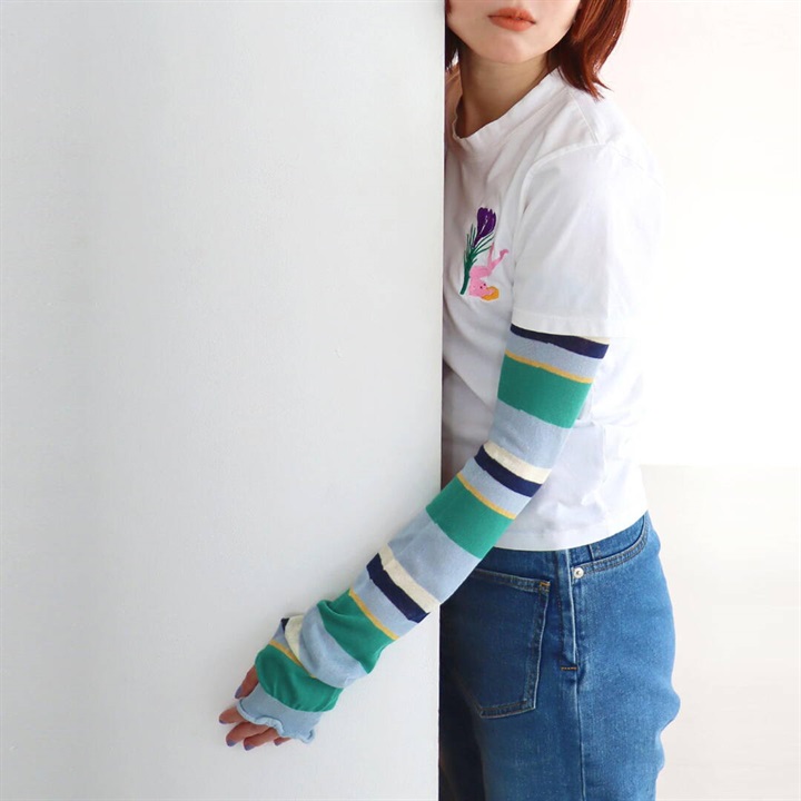 【KIVISDOU】ボーダー UVアームカバー