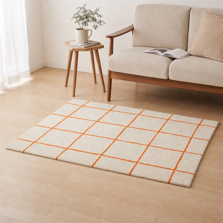 てんとてんオリジナル ハーフラグ 100×140cm CHECK SPICE(WINDOWPEN ORANGE)