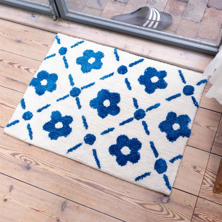 てんとてんオリジナル フロアマット 45×60cm Flower Tile