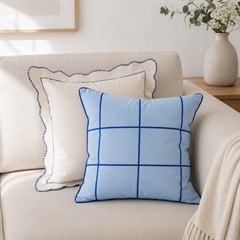 てんとてんオリジナル クッションカバー 45×45cm Candy Grid(CHECK BLUE)
