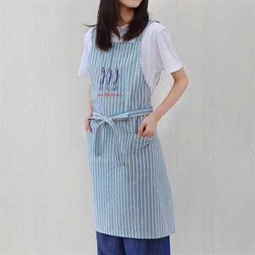 刺繍モチーフ ストライプ エプロン