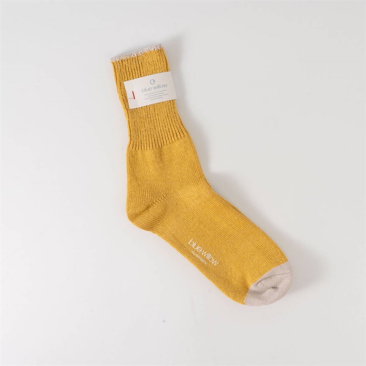 【blue willow】コットンリネン 配色ソックス