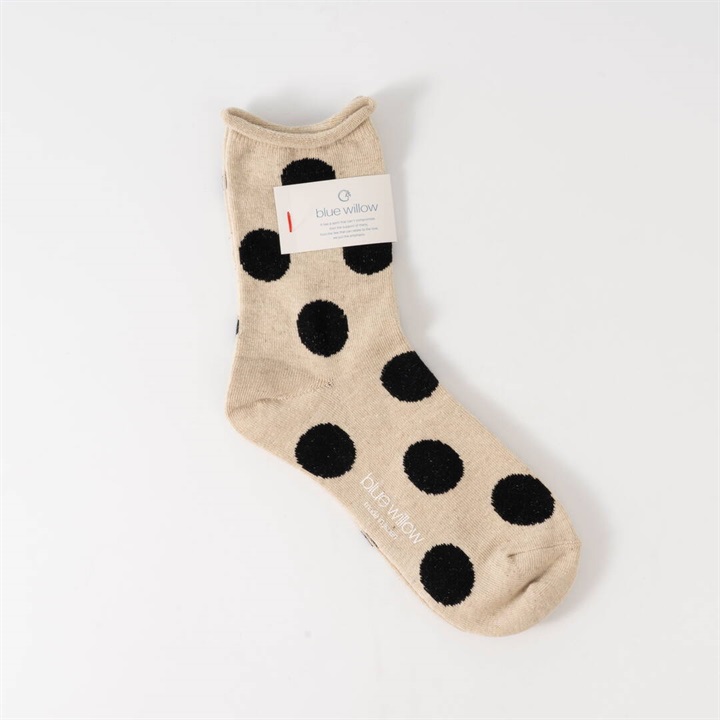 【blue willow】コットンリネン ドットソックス