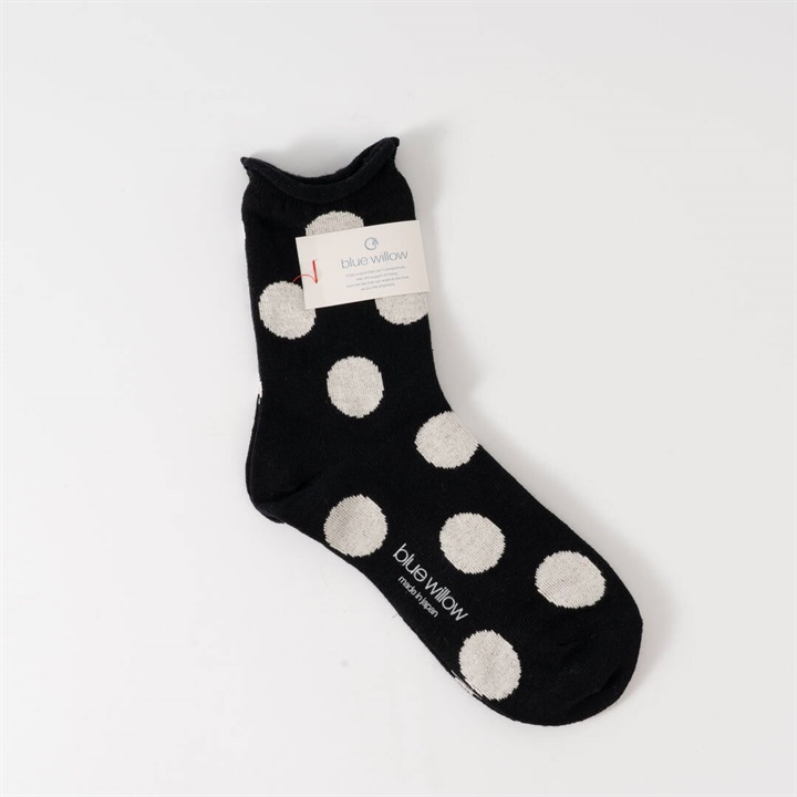 【blue willow】コットンリネン ドットソックス
