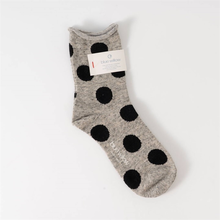 【blue willow】コットンリネン ドットソックス