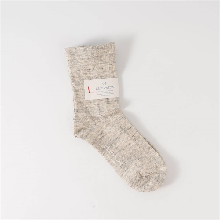 【blue willow】リネン 無地ソックス