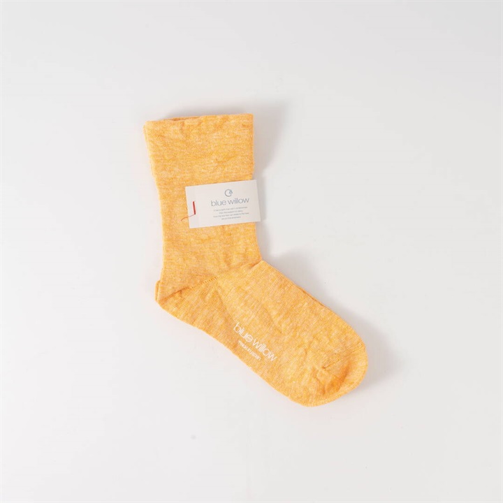 【blue willow】リネン 無地ソックス