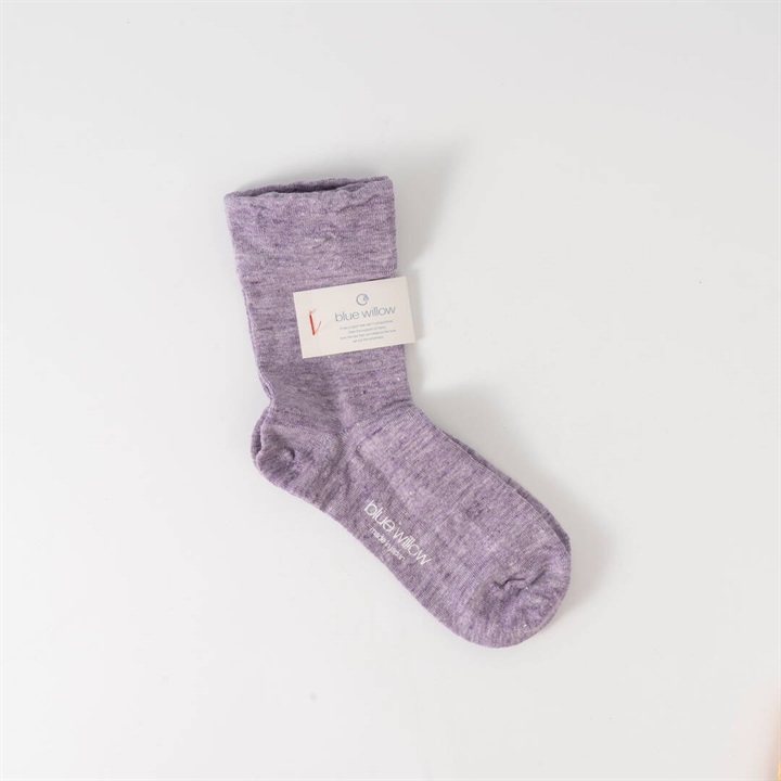 【blue willow】リネン 無地ソックス