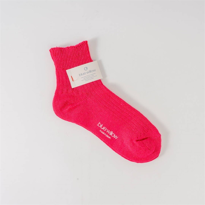 【blue willow】リネン リブ編みソックス