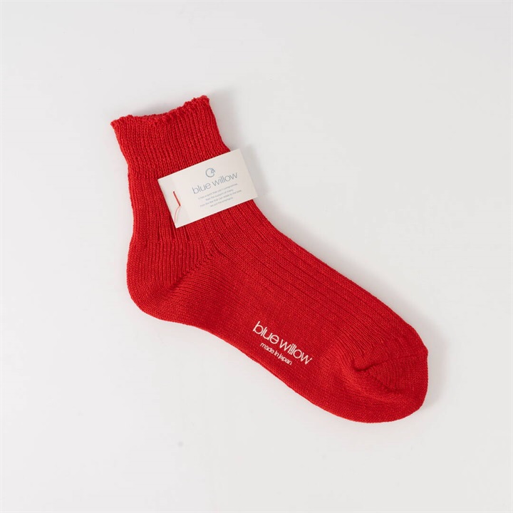 【blue willow】リネン リブ編みソックス