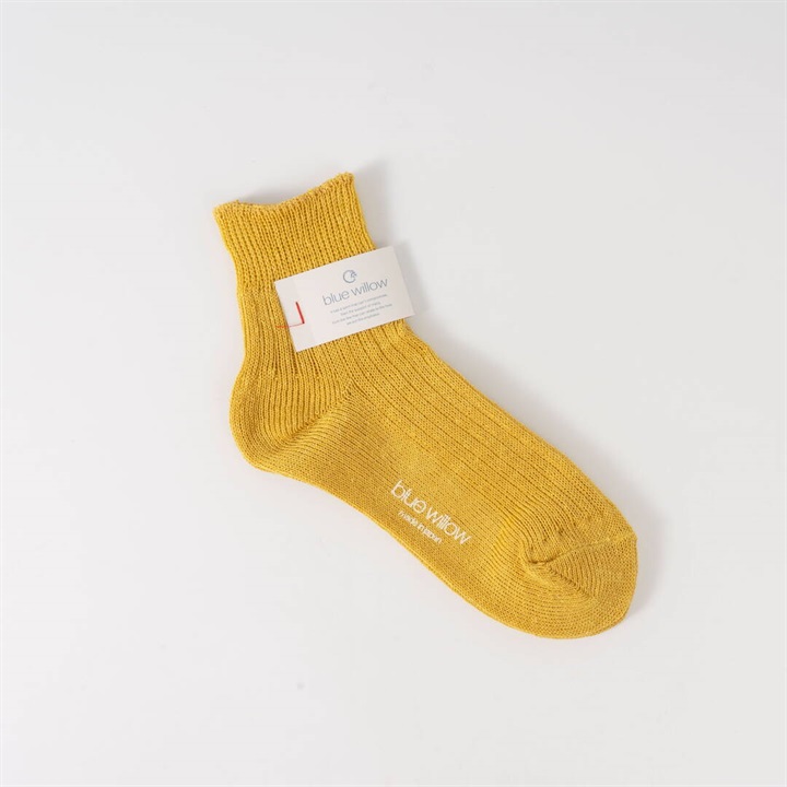 【blue willow】リネン リブ編みソックス