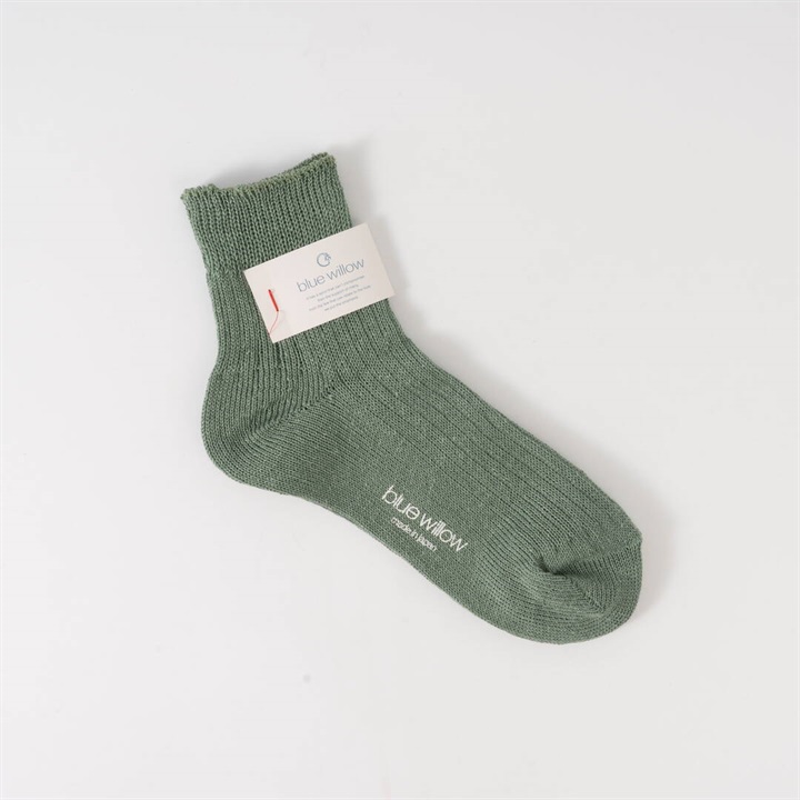 【blue willow】リネン リブ編みソックス