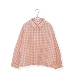 【YURK Geniet van】ギンガムチェック 前開き長袖ワイドシャツ(PINK)
